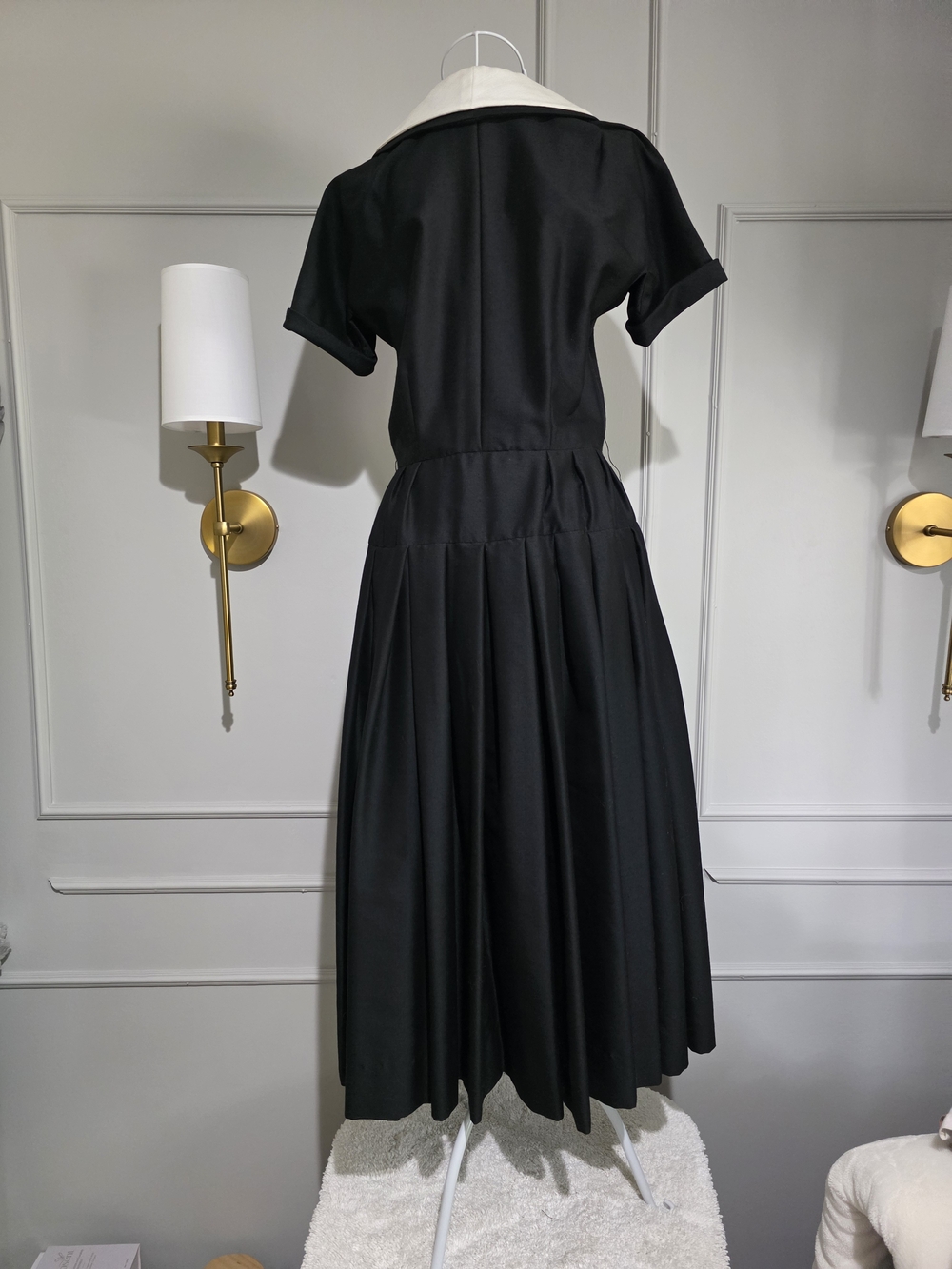 Vintage Christian Dior new York Black Midi Dress with White - Picture 9 of 16
